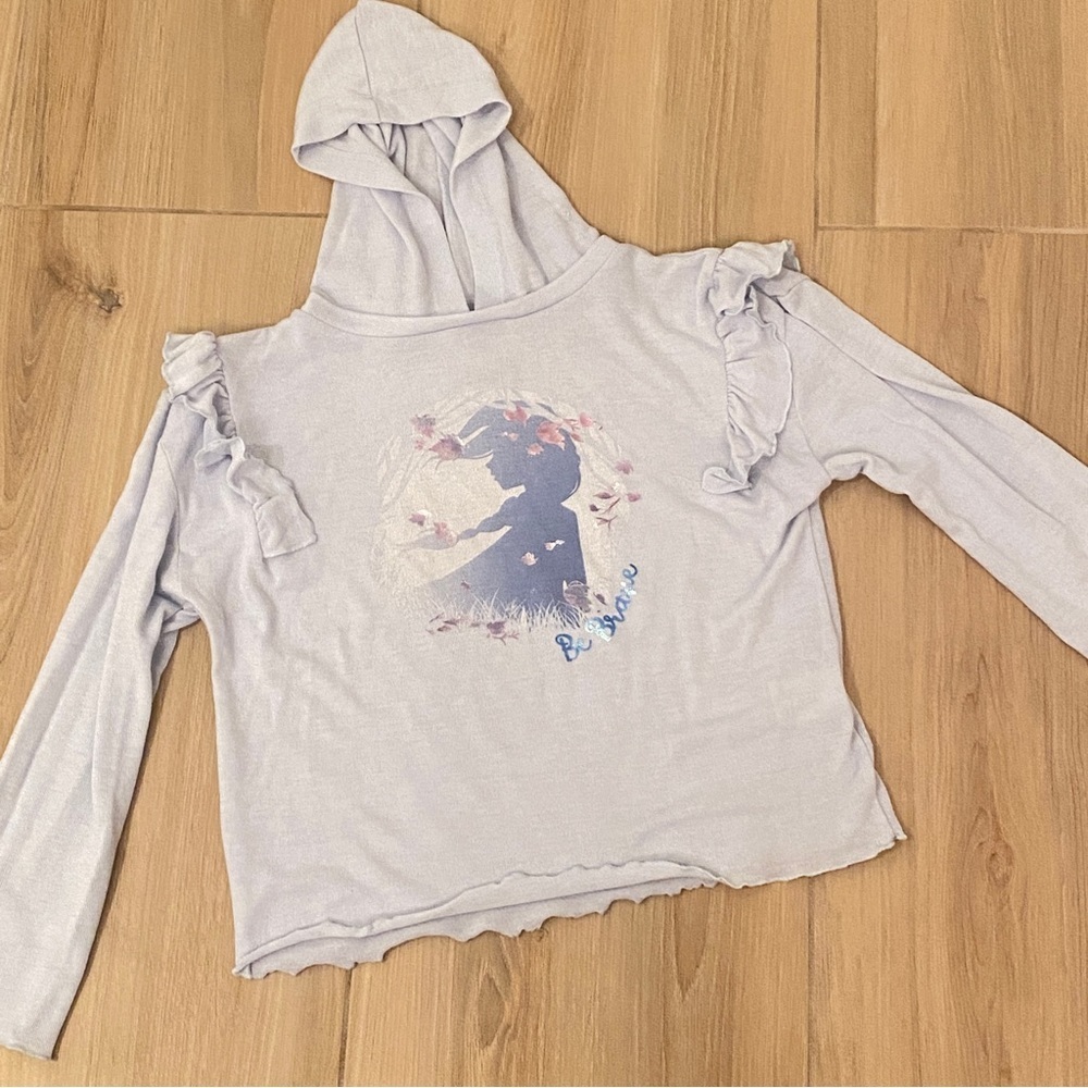 Disney D-Signed frozen hooded sweater‎ Anna Elsa Be Brave Lettuce hem large